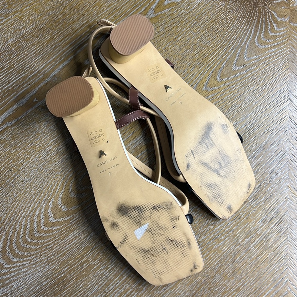 CARRANO White Wide Toe Heel Sandals 7 - Picture 10 of 11